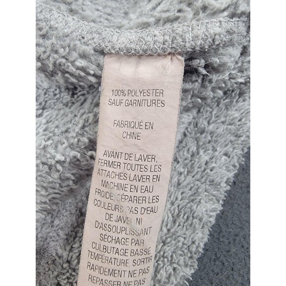 LL Bean Sherpa Fleece Jacket Womens XL Gray Full Zip Suede Trim Pockets Lined - Picture 9 of 14